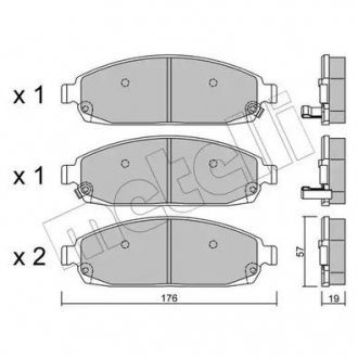 Комплект тормозных колодок, дисковый тормоз Metelli 22-0719-0
