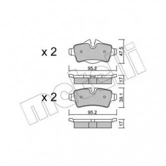 Комплект тормозных колодок, дисковый тормоз Metelli 22-0769-0 (фото 1)