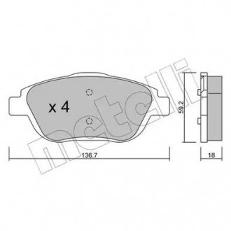 Комплект гальмівних колодок (дискових) Metelli 22-0852-0