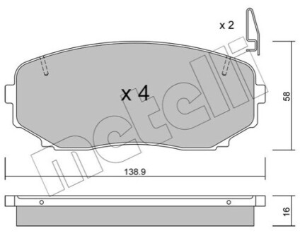 ПЕРЕДНІ ГАЛЬМІВНІ КОЛОДКИ Metelli 22-0872-1