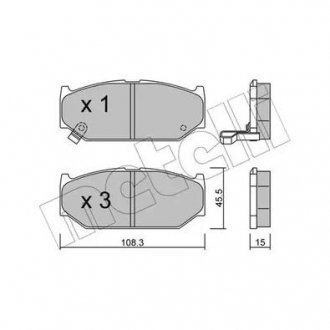 Гальмівні колодки, дискове гальмо (набір) Metelli 22-0897-0