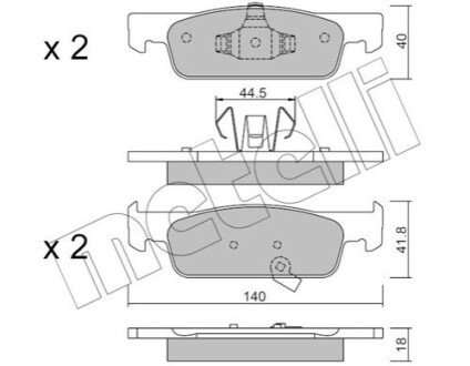 ПЕРЕДНІ ГАЛЬМІВНІ КОЛОДКИ Metelli 22-0975-2