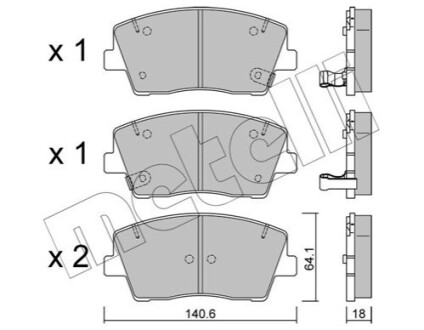 ПЕРЕДНІ ГАЛЬМІВНІ КОЛОДКИ Metelli 22-1168-0