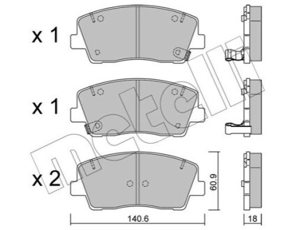 ПЕРЕДНІ ГАЛЬМІВНІ КОЛОДКИ Metelli 22-1169-0