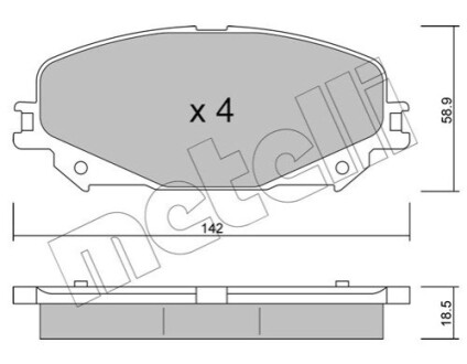 Комплект гальмівних колодок Metelli 22-1176-0