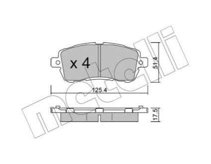 ПЕРЕДНІ ГАЛЬМІВНІ КОЛОДКИ Metelli 22-1185-0