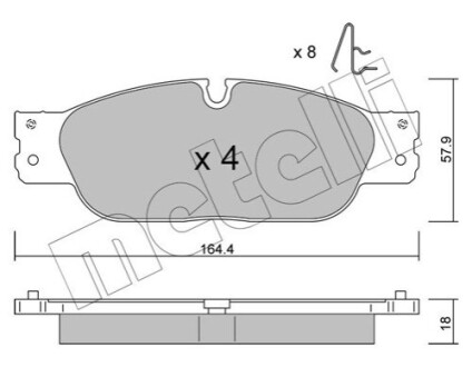 ПЕРЕДНІ ГАЛЬМІВНІ КОЛОДКИ Metelli 22-1189-0