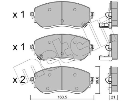 ПЕРЕДНІ ГАЛЬМІВНІ КОЛОДКИ Metelli 22-1191-0