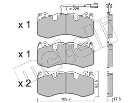 ПЕРЕДНІ ГАЛЬМІВНІ КОЛОДКИ Metelli 22-1202-0