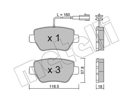 ЗАДНІ ГАЛЬМІВНІ КОЛОДКИ Metelli 22-1204-0