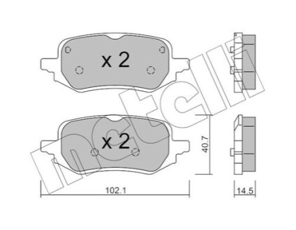 Комплект гальмівних колодок Metelli 22-1248-0