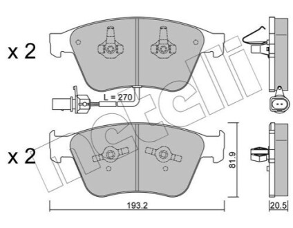 ПЕРЕДНІ ГАЛЬМІВНІ КОЛОДКИ Metelli 22-1253-0