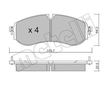 Комплект гальмівних колодок (дискових) Metelli 22-1263-0 (фото 1)