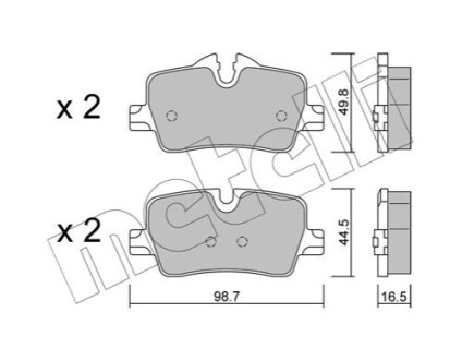 Комплект гальмівних колодок (дискових) Metelli 22-1264-0