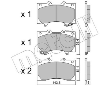 Комплект гальмівних колодок (дискових) Metelli 22-1279-0 (фото 1)