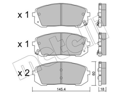 Колодки гальмівні (передні) Hyundai Elantra 20-/Sonata VIII/Kia Optima V 19- Metelli 22-1298-0