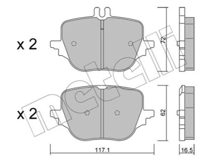 Колодки гальмівні (задні) MB C-class (W206)/S-class (W223) 20- (ZF) Q+ Metelli 22-1313-0