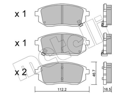 ПЕРЕДНІ ГАЛЬМІВНІ КОЛОДКИ Metelli 22-1353-0