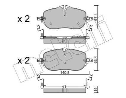 ПЕРЕДНІ ГАЛЬМІВНІ КОЛОДКИ Metelli 22-1355-0