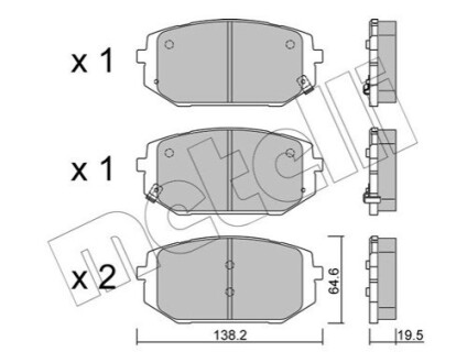 ПЕРЕДНІ ГАЛЬМІВНІ КОЛОДКИ Metelli 22-1361-0