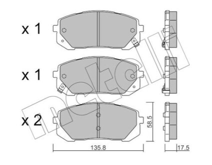 ПЕРЕДНІ ГАЛЬМІВНІ КОЛОДКИ Metelli 22-1373-0