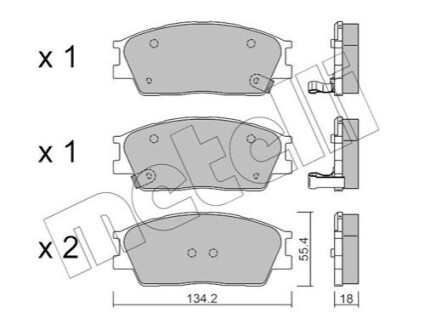 ПЕРЕДНІ ГАЛЬМІВНІ КОЛОДКИ Metelli 22-1374-0