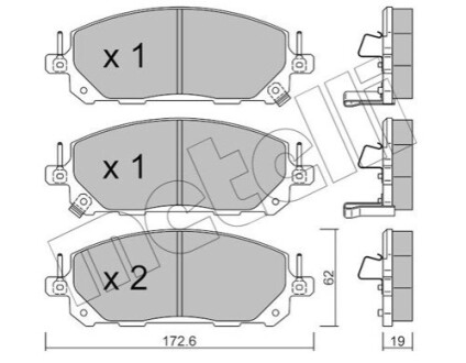 ПЕРЕДНІ ГАЛЬМІВНІ КОЛОДКИ Metelli 22-1398-0