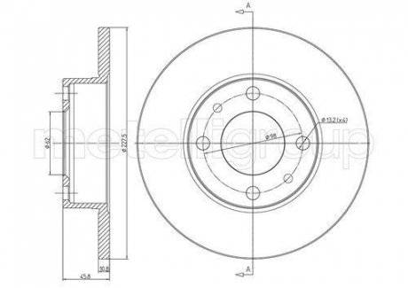 Тормозной диск - (SE022165002A / RF16500250 / RF16500253) Metelli 23-0014 (фото 1)