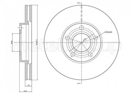 ПЕРЕДНИЙ ГАЛЬМУВАЛЬНИЙ ДИСК 283X25 V Metelli 23-0378C