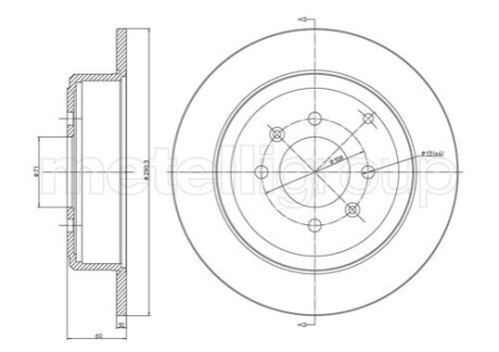 ЗАДНІЙ ГАЛЬМУВАЛЬНИЙ ДИСК 290X10 P Metelli 23-0431C