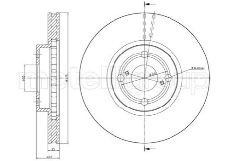 ПЕРЕДНИЙ ГАЛЬМУВАЛЬНИЙ ДИСК 275X25 V Metelli 230638C