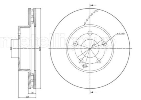 ПЕРЕДНИЙ ГАЛЬМУВАЛЬНИЙ ДИСК 295X28 V Metelli 23-0935C