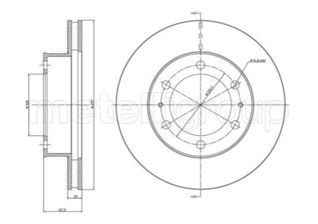 ПЕРЕДНИЙ ГАЛЬМУВАЛЬНИЙ ДИСК 297X25 V Metelli 23-1077C