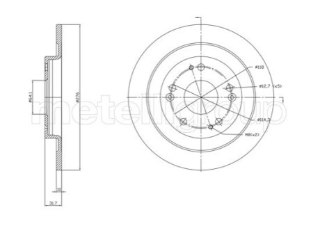 ЗАДНІЙ ГАЛЬМУВАЛЬНИЙ ДИСК 276X10 P Metelli 23-1391C