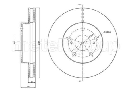 ПЕРЕДНИЙ ГАЛЬМУВАЛЬНИЙ ДИСК 281X28 V Metelli 23-1567C