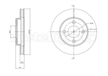 ПЕРЕДНИЙ ГАЛЬМУВАЛЬНИЙ ДИСК 238X22 V Metelli 23-1808C