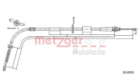 Трос, стояночная тормозная система METZGER 10.4309