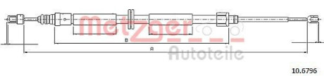 Трос, стояночная тормозная система METZGER 10.6796