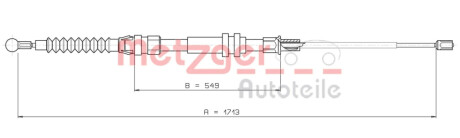 Трос ручника (задній) VW Caddy 04- (1713/549mm) METZGER 10.7432