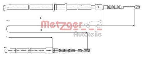 Трос, стояночная тормозная система METZGER 10.7545