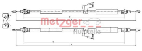 Трос, стояночная тормозная система METZGER 10.8225