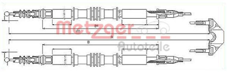 Трос, стояночная тормозная система METZGER 115858