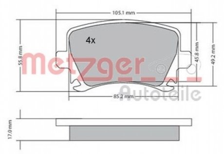 Комплект тормозных колодок METZGER 1170005 (фото 1)