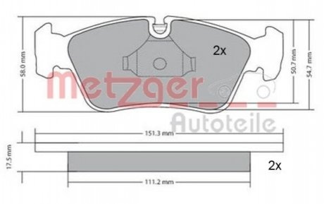 Колодки дискового тормоза METZGER 1170019 (фото 1)