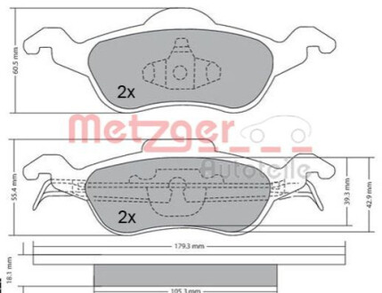 Колодки тормозные (передние) Ford Focus 98-05 METZGER 1170038