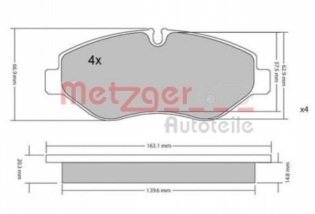 Колодки дискового тормоза METZGER 1170040