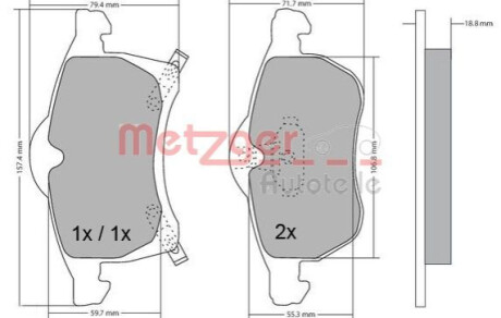 Комплект гальмівних колодок METZGER 1170091