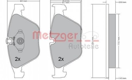 Колодки дискового тормоза METZGER 1170168 (фото 1)