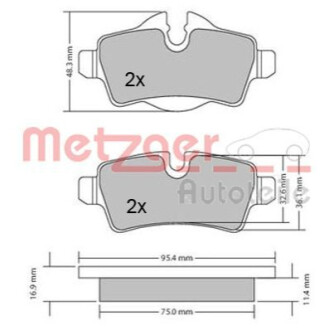 Колодки гальмівні (задні) Mini (R56)/Roadster (R59)/Clubman (R55) 06-06 METZGER 1170201