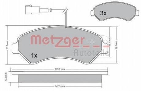Колодки дискового тормоза METZGER 1170248 (фото 1)